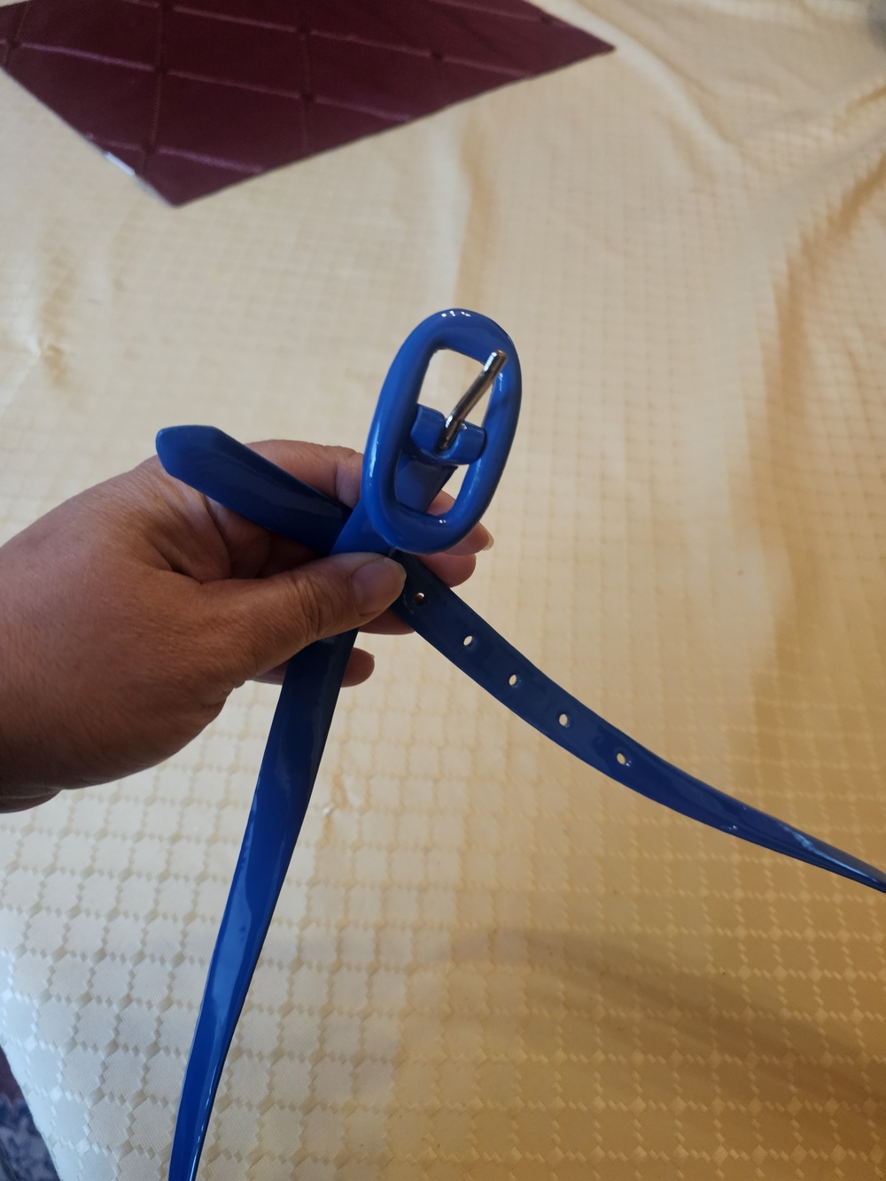 Source Unknown Blue Patent Oval Buckle Women's Belt